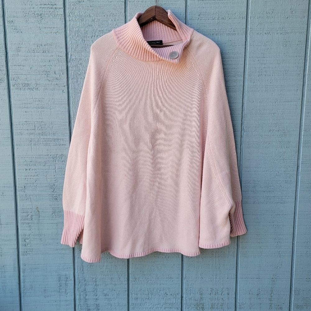 Cashmeritaly Cashmere Silk Wool Poncho sz OS Light Pink Fisherman Lagenlook